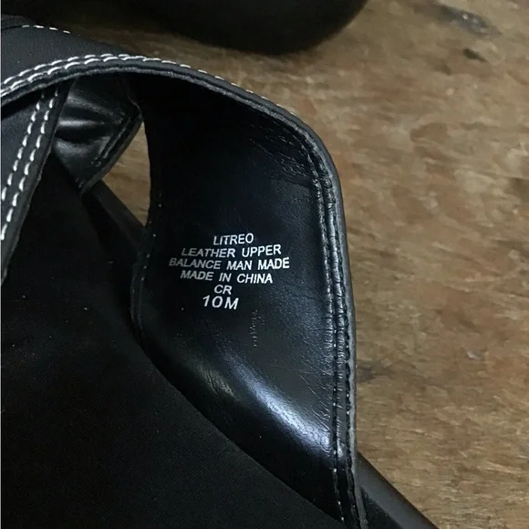 Enzo Angiolini Black Leather Slides - Picture 2 of 7